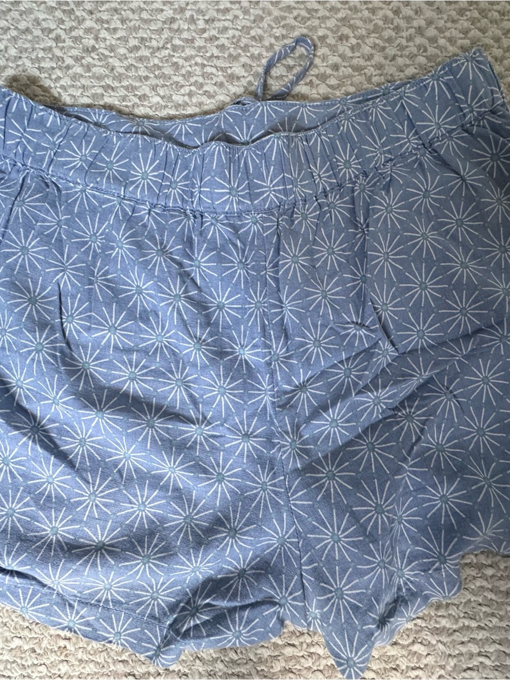 Blue Patterned Women’s Drawstring Shorts - Picture 2 of 3